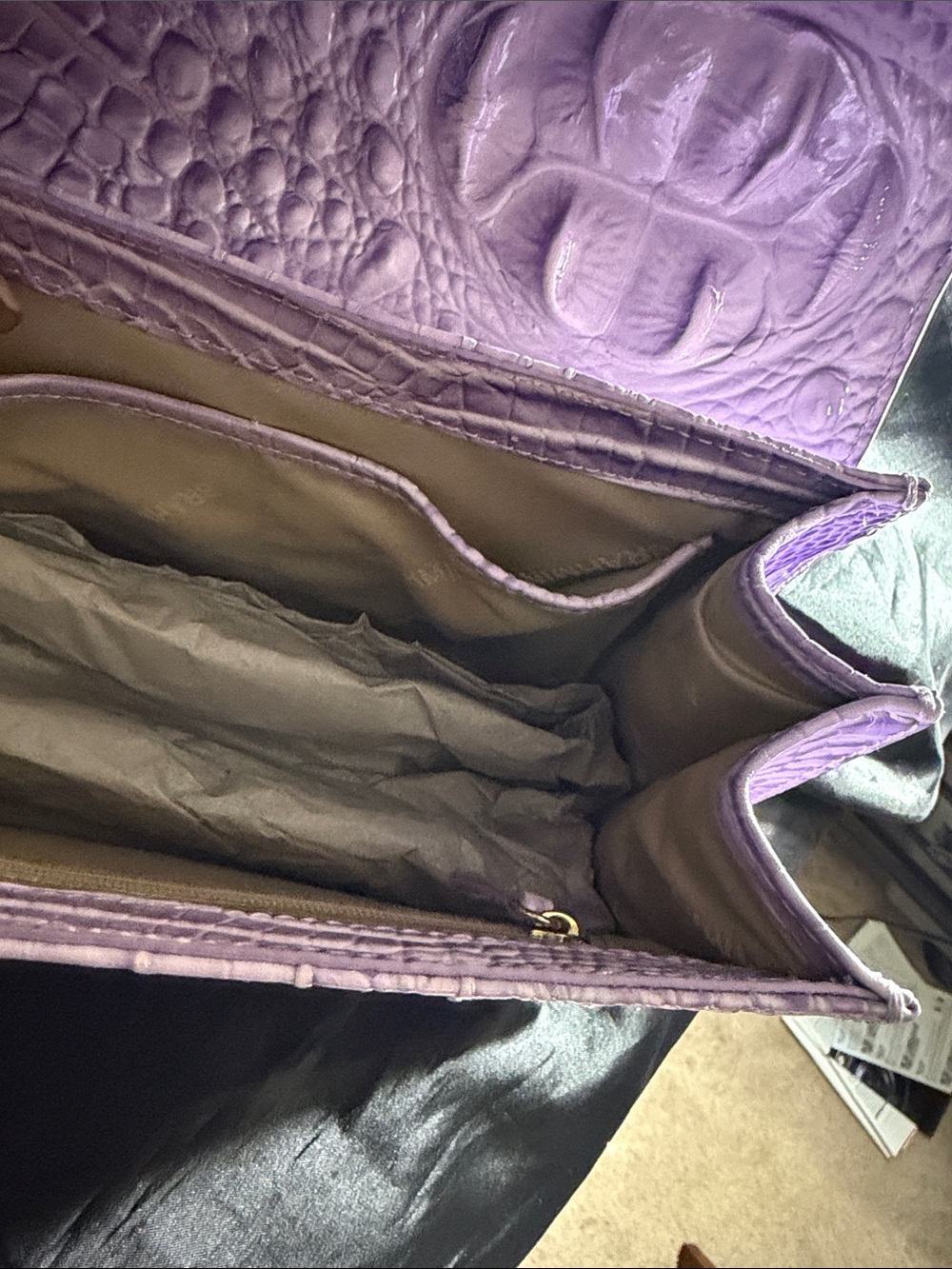Brahmin Small Hallie Gentle Lavender Melbourne Satchel & Veronica Wallet - Picture 7 of 11
